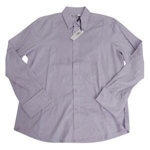 MR TURK Men's‎ XL Purple Textured Pintuck Long Sleeve Button Up Casual